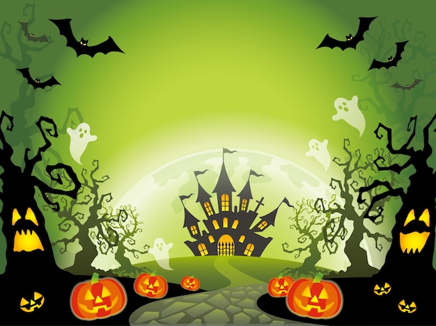 Illustrazione Felice Del Paesaggio Di Halloween Con Lo Spazio Del Testo.