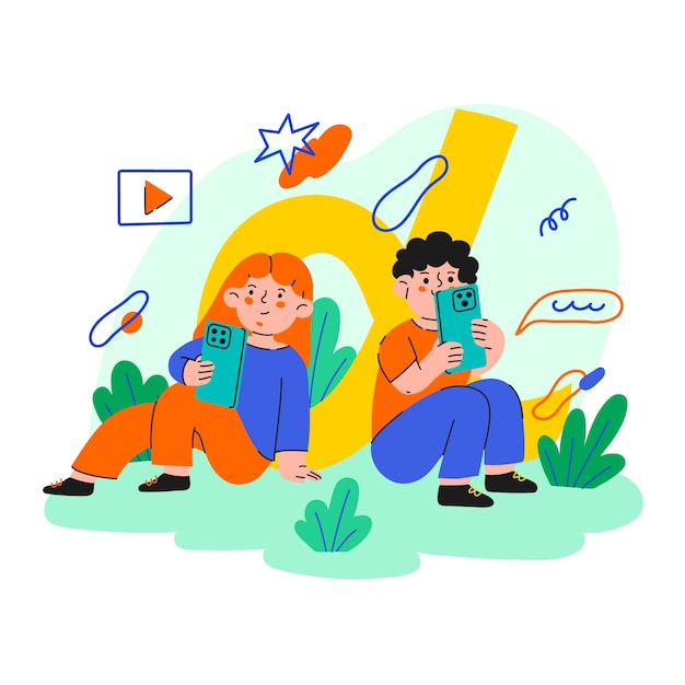 Illustrazione flat design gen alpha.