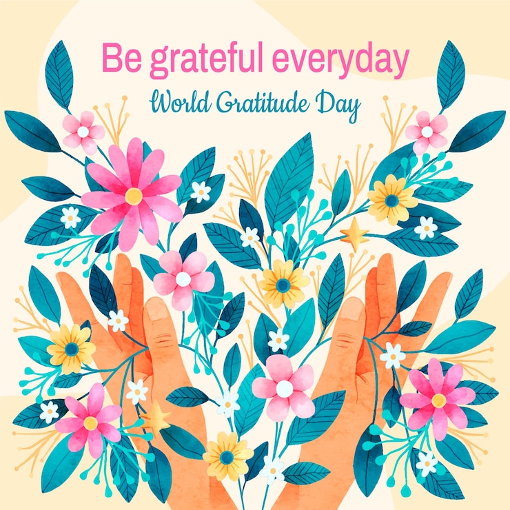 Vettore gratuito illustrazione floreale del giorno della gratitudine del mondo dell'acquerello