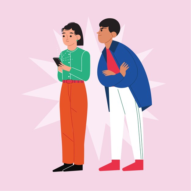 Illustrazione gelosa di design piatto disegnato a mano