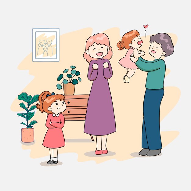 Illustrazione gelosa disegnata a mano