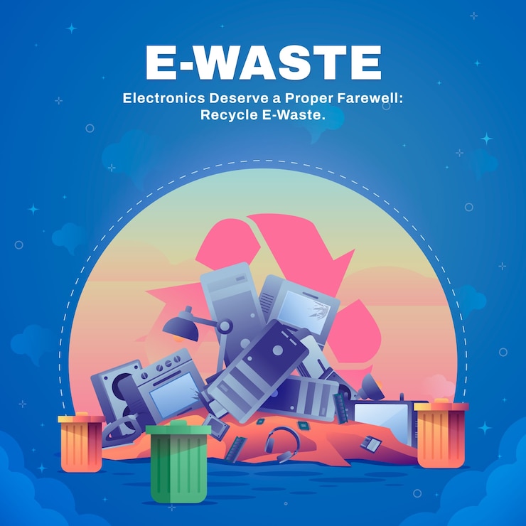Vettore gratuito illustrazione gradiente dei rifiuti elettronici