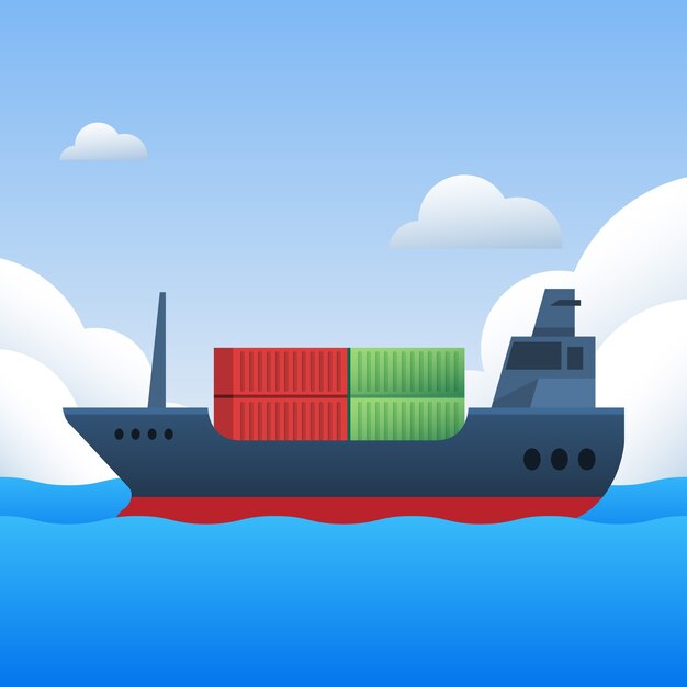 Illustrazione gradiente nave portacontainer