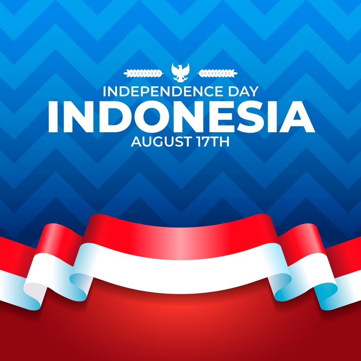 Vettore gratuito illustrazione gradiente per la celebrazione della giornata dell'indipendenza dell'indonesia