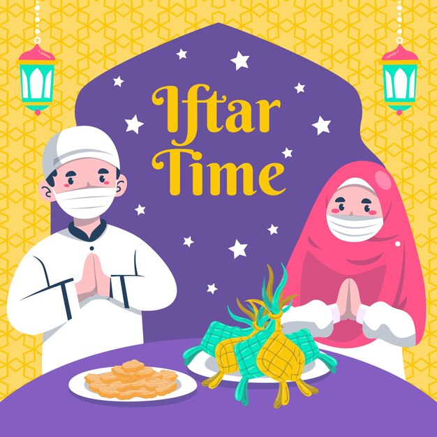 Illustrazione iftar piatta