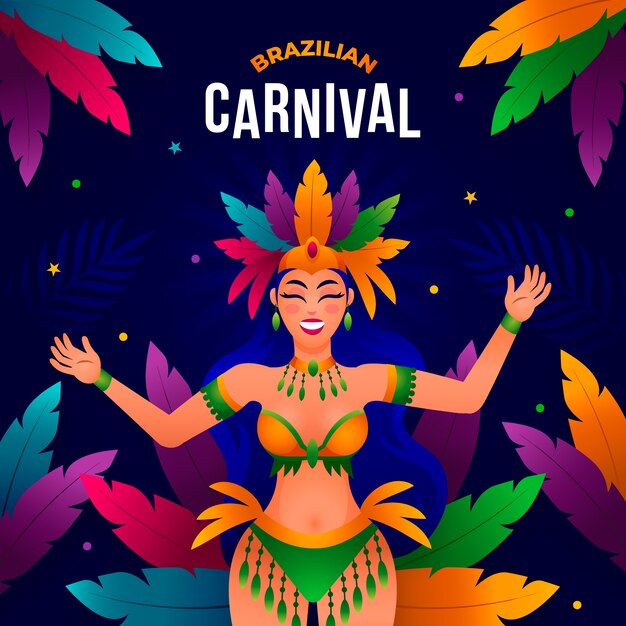 Illustrazione in gradiente per la celebrazione del carnevale brasiliano