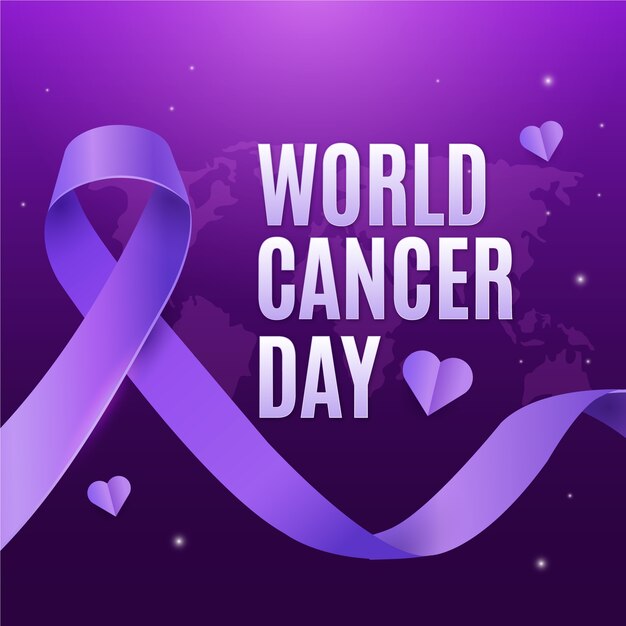 Illustrazione in gradiente per la consapevolezza della Giornata mondiale del cancro