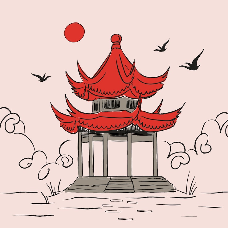 Vettore gratuito illustrazione in stile cinese disegnata a mano