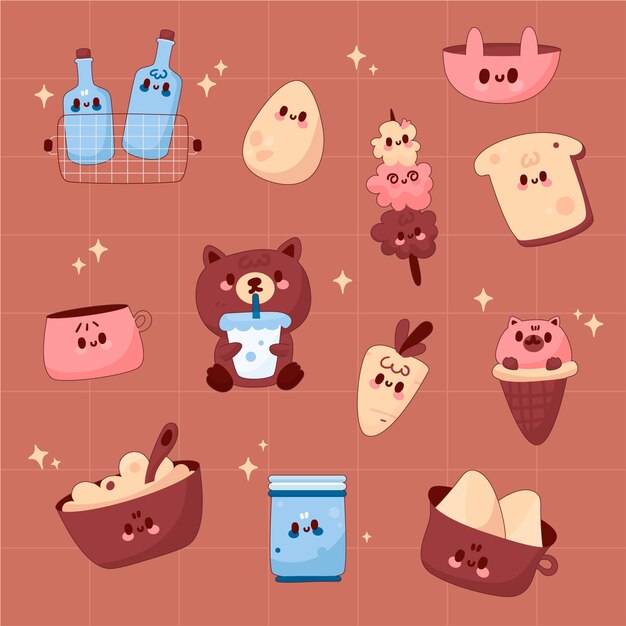 Illustrazione kawaii disegnata a mano