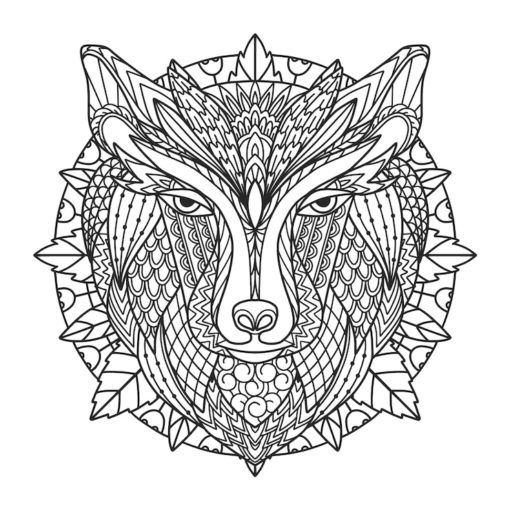 Vettore gratuito illustrazione mandala animale disegnata a mano