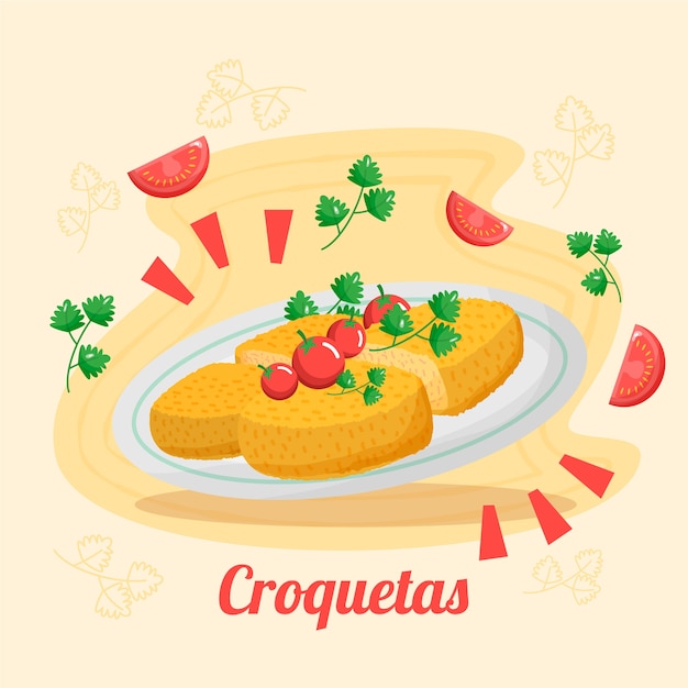 Illustrazione nutriente di croquetas tradizionali