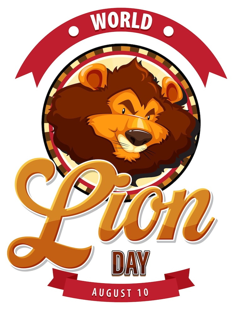 Vettore gratuito illustrazione per celebrare la giornata mondiale del leone
