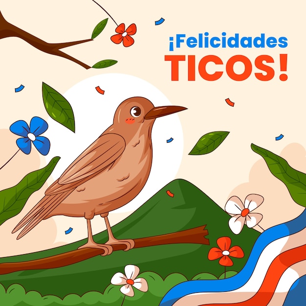 Illustrazione per la celebrazione del giorno dell'indipendenza della costa rica