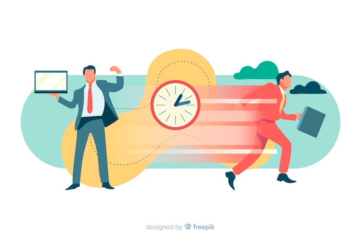 Vettore gratuito illustrazione per landing page con il concetto di gestione del tempo