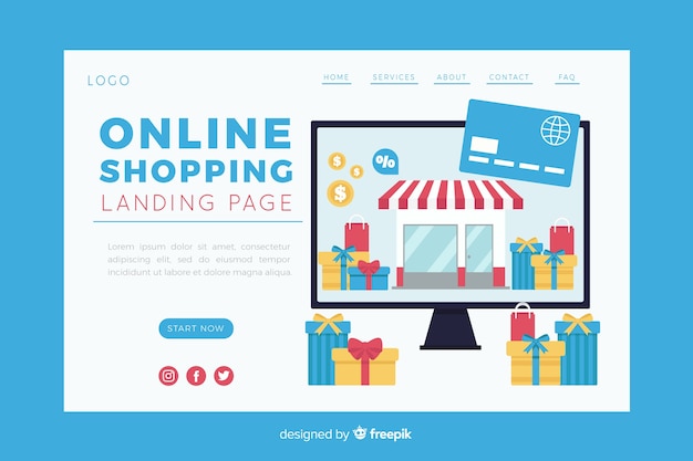 Illustrazione per landing page con il concetto di shopping online