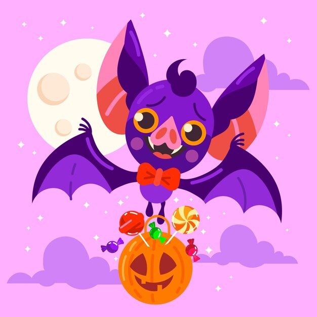 Illustrazione piana del pipistrello di halloween