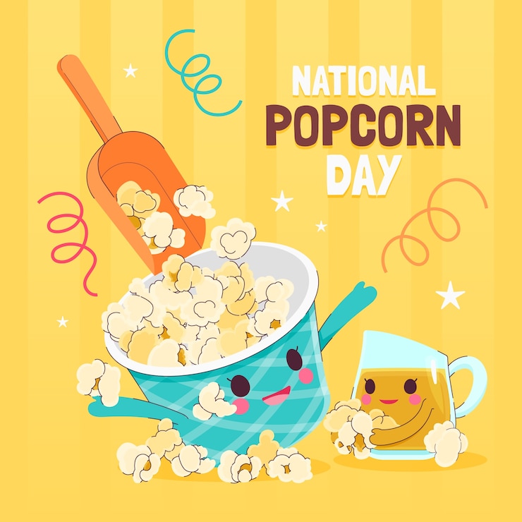 Vettore gratuito illustrazione piana della giornata nazionale del popcorn