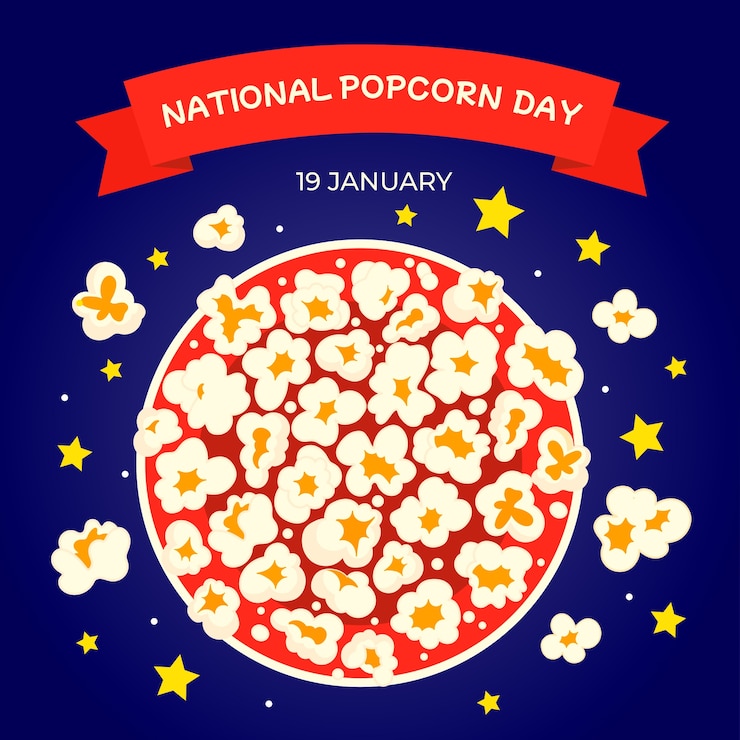 Vettore gratuito illustrazione piana della giornata nazionale del popcorn