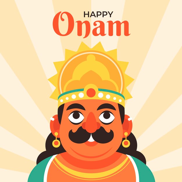 Illustrazione piana di celebrazione dell'onam indiano