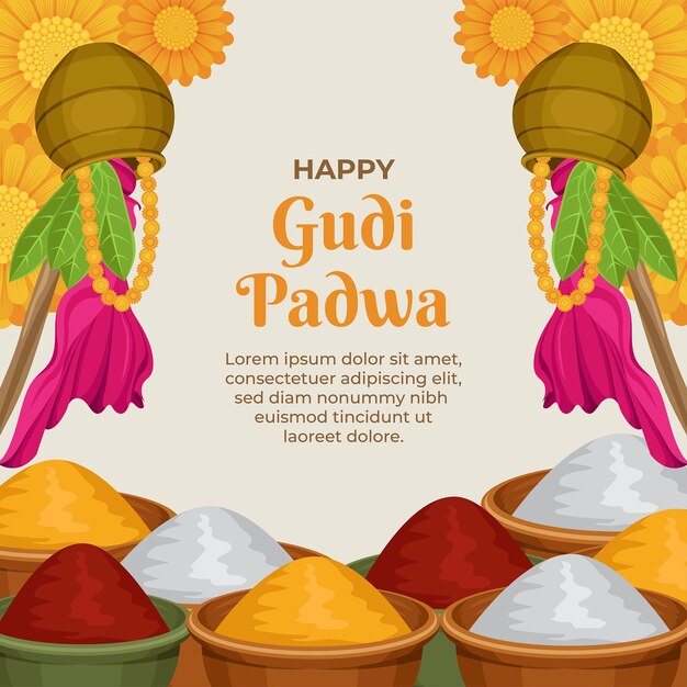 Illustrazione piana di celebrazione di festival di gudi padwa