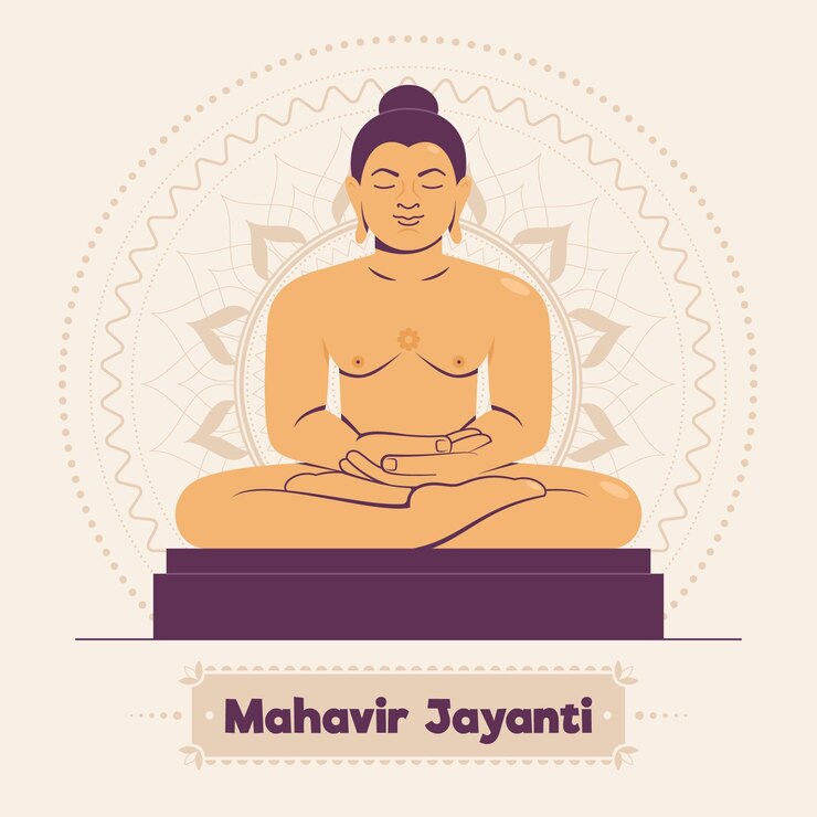 Vettore gratuito illustrazione piana di mahavir jayanti