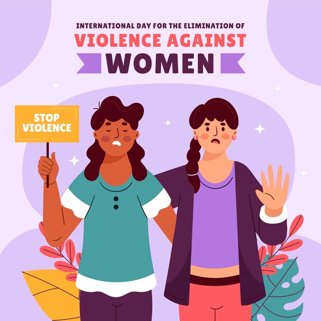 Illustrazione piana per la Giornata internazionale per l'eliminazione della violenza contro le donne