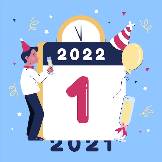 Illustrazione piatta che cambia anno
