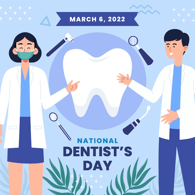 Illustrazione piatta del giorno del dentista nazionale