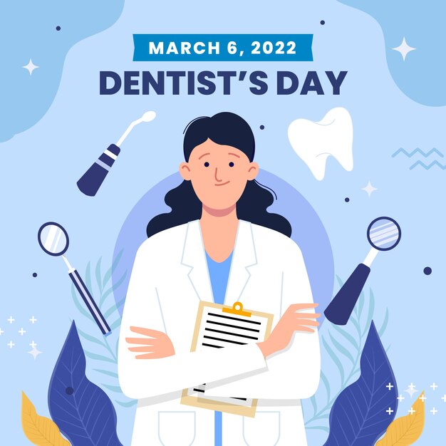 Illustrazione piatta del giorno del dentista nazionale