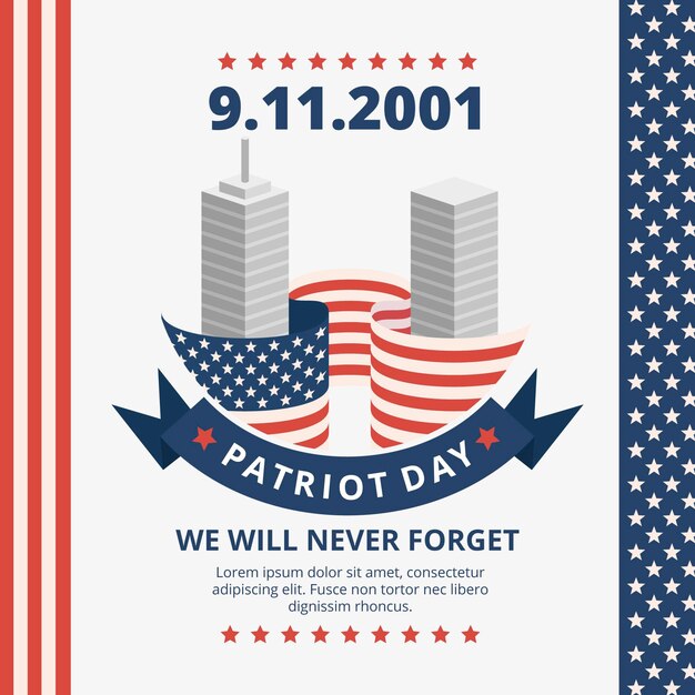 Illustrazione piatta del giorno del patriota 9.11