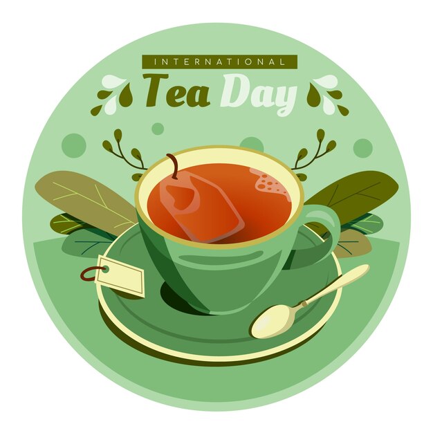 Illustrazione piatta del giorno del tè internazionale