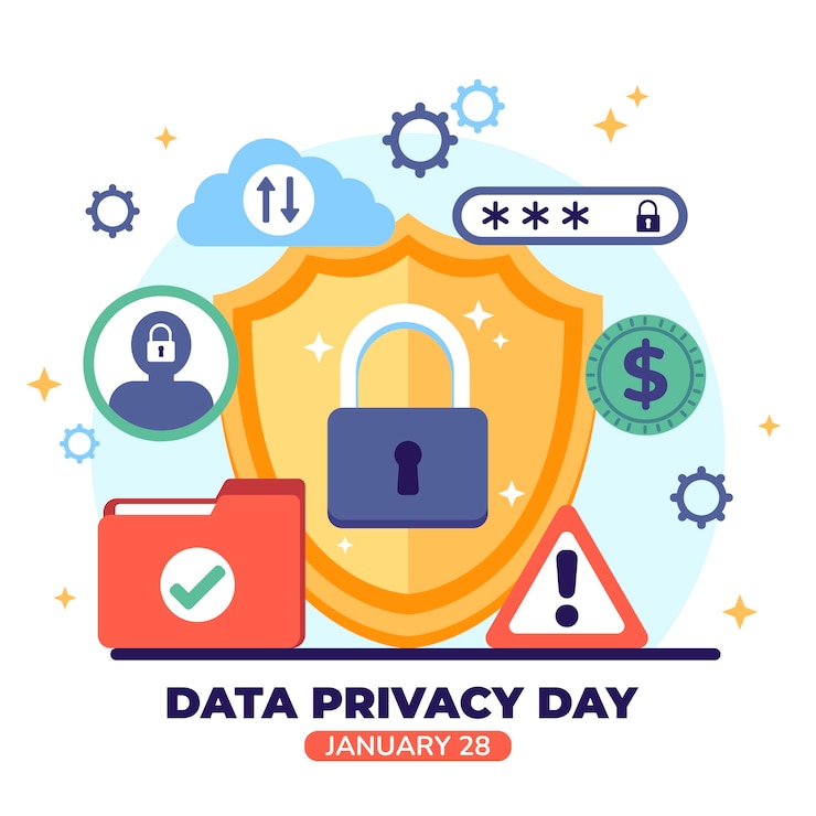 Vettore gratuito illustrazione piatta del giorno della privacy dei dati