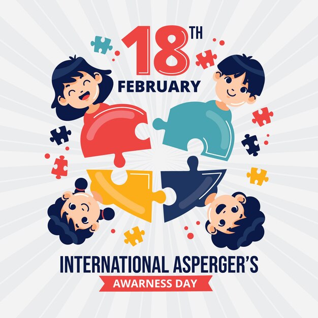 Illustrazione piatta del giorno internazionale dell'asperger