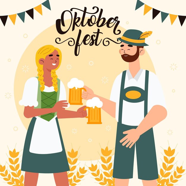 Illustrazione piatta dell'oktoberfest