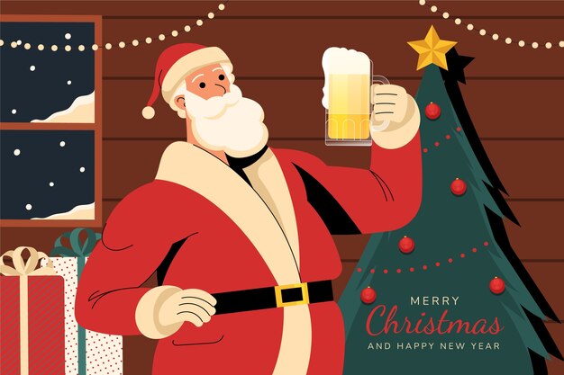Illustrazione piatta della birra di Natale