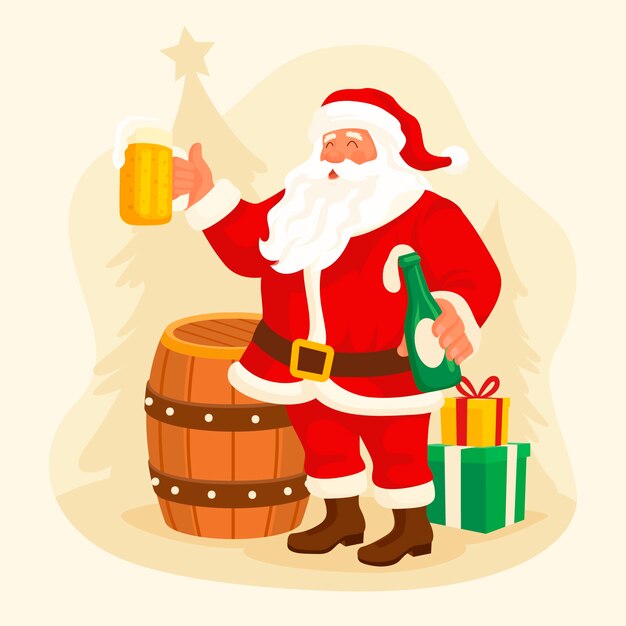 Illustrazione piatta della birra di Natale