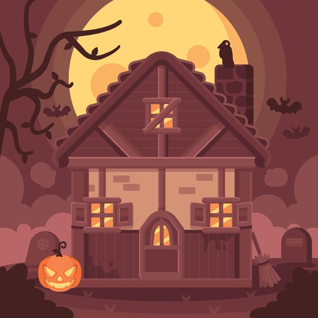 Illustrazione piatta della casa di halloween