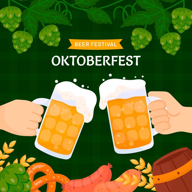 Illustrazione piatta della celebrazione dell'oktoberfest