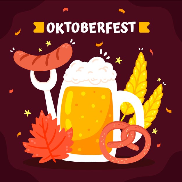 Illustrazione piatta della celebrazione dell'oktoberfest