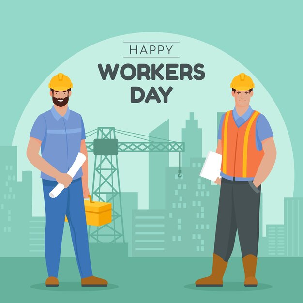 Illustrazione piatta della giornata internazionale dei lavoratori