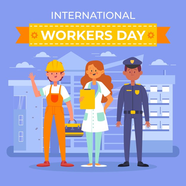 Illustrazione piatta della giornata internazionale dei lavoratori