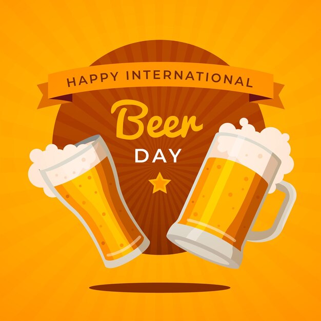 Illustrazione piatta della giornata internazionale della birra
