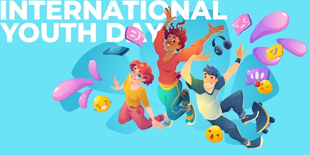 Illustrazione piatta della giornata internazionale della gioventù