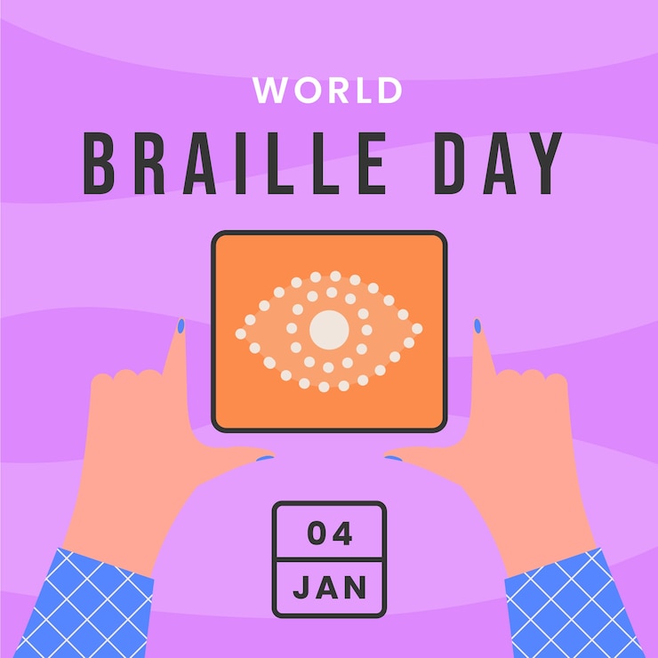 Vettore gratuito illustrazione piatta della giornata mondiale del braille