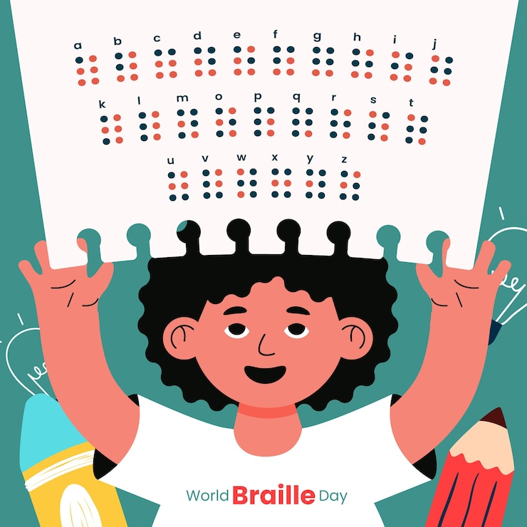Vettore gratuito illustrazione piatta della giornata mondiale del braille