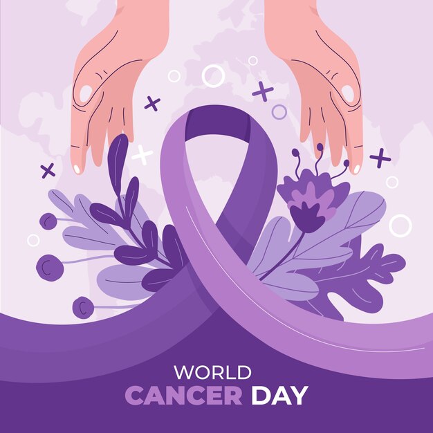 Illustrazione piatta della giornata mondiale del cancro