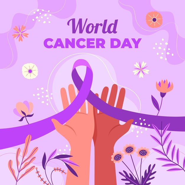 Illustrazione piatta della giornata mondiale del cancro