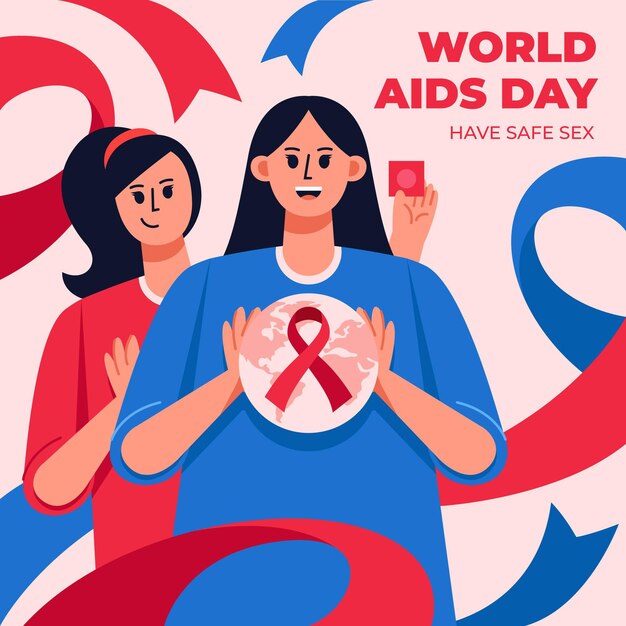 Illustrazione piatta della giornata mondiale dell'AIDS