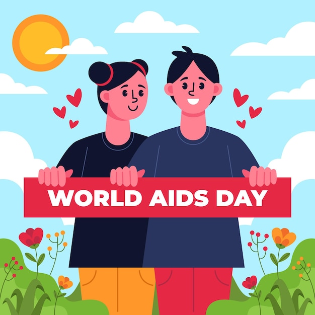 Illustrazione piatta della giornata mondiale dell'AIDS