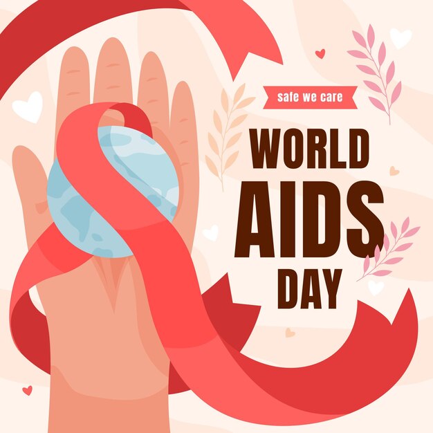 Illustrazione piatta della giornata mondiale dell'AIDS
